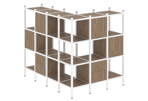 Стеллаж угловой внешний вариант 52 Европа, цвет дуб аризона + белый