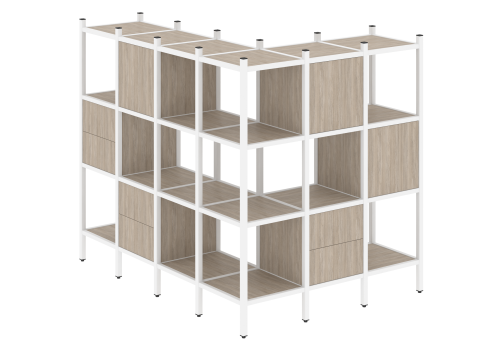 Стеллаж угловой внешний вариант 52 Европа, цвет дуб аттик + белый