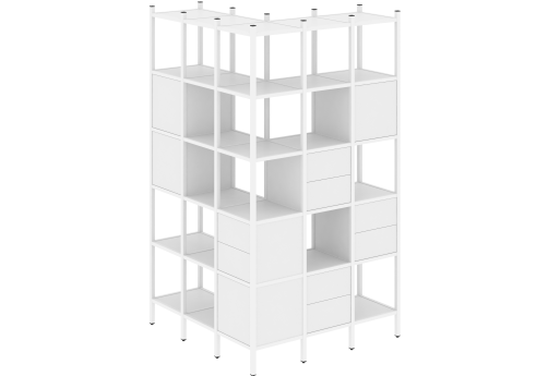 Стеллаж угловой внешний вариант 53 Европа, цвет белый бриллиант + белый