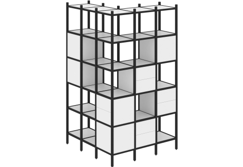 Стеллаж угловой внешний вариант 53 Европа, цвет белый бриллиант + черный