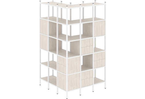 Стеллаж угловой внешний вариант 53 Европа, цвет денвер светлый + белый