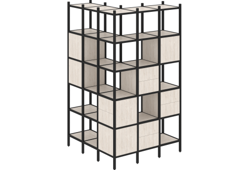 Стеллаж угловой внешний вариант 53 Европа, цвет денвер светлый + черный