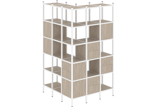 Стеллаж угловой внешний вариант 53 Европа, цвет дуб аттик + белый