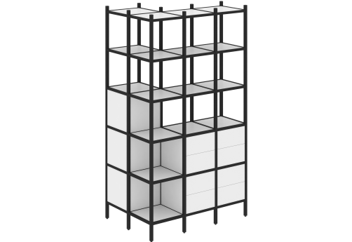 Стеллаж угловой внешний вариант 54 Европа, цвет белый бриллиант + черный