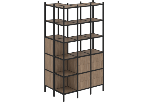 Стеллаж угловой внешний вариант 54 Европа, цвет дуб аризона + черный