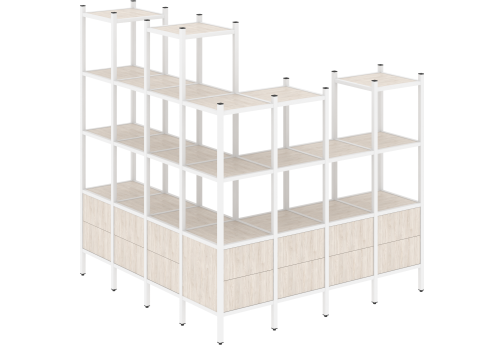 Стеллаж угловой внешний вариант 55 Европа, цвет денвер светлый + белый