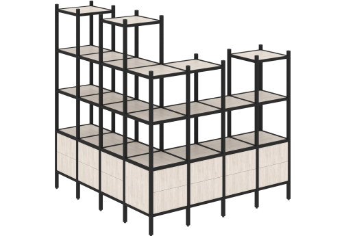 Стеллаж угловой внешний вариант 55 Европа, цвет денвер светлый + черный