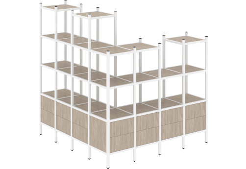 Стеллаж угловой внешний вариант 55 Европа, цвет дуб аттик + белый
