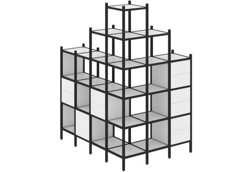 Стеллаж угловой внешний вариант 56 Европа, цвет белый бриллиант + черный