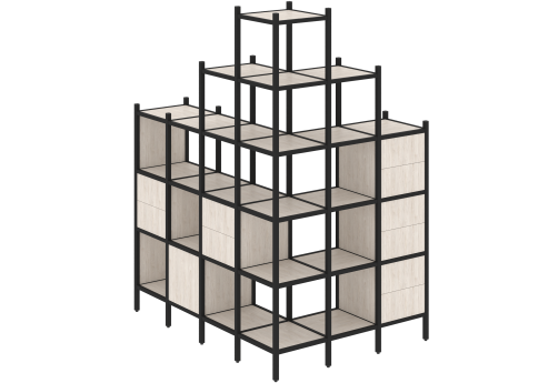 Стеллаж угловой внешний вариант 56 Европа, цвет денвер светлый + черный