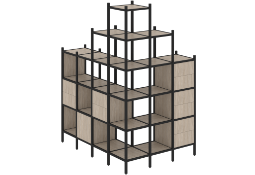 Стеллаж угловой внешний вариант 56 Европа, цвет дуб аттик + черный
