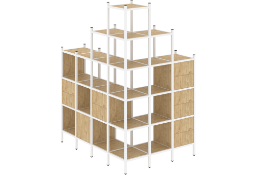 Стеллаж угловой внешний вариант 56 Европа, цвет тиквуд светлый + белый