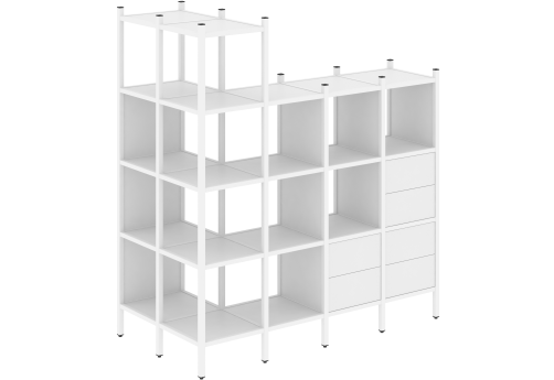 Стеллаж угловой внешний вариант 57 Европа, цвет белый бриллиант + белый