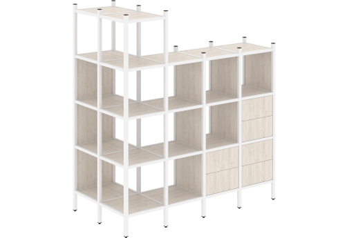 Стеллаж угловой внешний вариант 57 Европа, цвет денвер светлый + белый