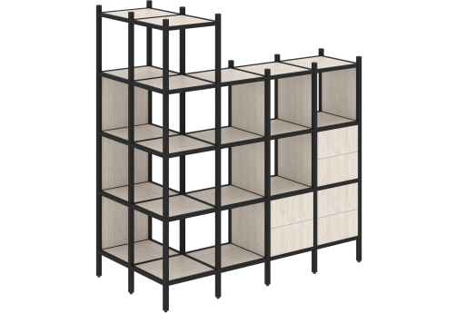 Стеллаж угловой внешний вариант 57 Европа, цвет денвер светлый + черный