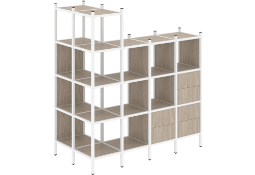 Стеллаж угловой внешний вариант 57 Европа, цвет дуб аттик + белый