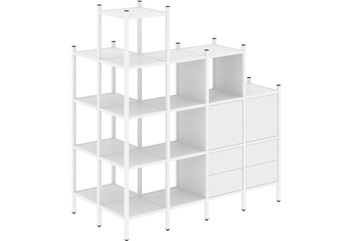 Стеллаж угловой внешний вариант 58 Европа, цвет белый бриллиант + белый