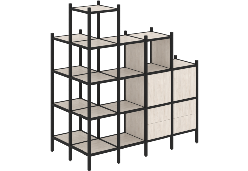 Стеллаж угловой внешний вариант 58 Европа, цвет денвер светлый + черный