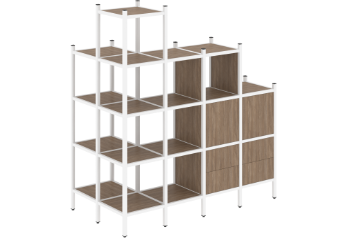 Стеллаж угловой внешний вариант 58 Европа, цвет дуб аризона + белый