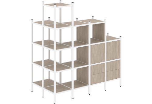 Стеллаж угловой внешний вариант 58 Европа, цвет дуб аттик + белый