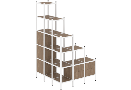 Стеллаж угловой внешний вариант 59 Европа, цвет дуб аризона + белый