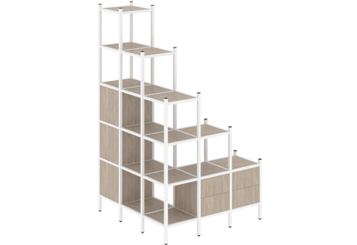 Стеллаж угловой внешний вариант 59 Европа, цвет дуб аттик + белый