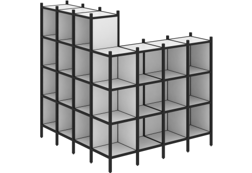 Стеллаж угловой внешний вариант 60 Европа, цвет белый бриллиант + черный