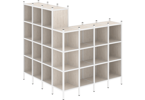 Стеллаж угловой внешний вариант 60 Европа, цвет денвер светлый + белый