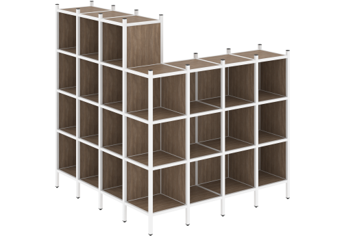 Стеллаж угловой внешний вариант 60 Европа, цвет дуб аризона + белый