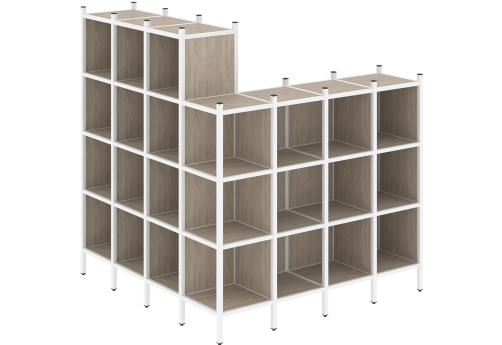 Стеллаж угловой внешний вариант 60 Европа, цвет дуб аттик + белый