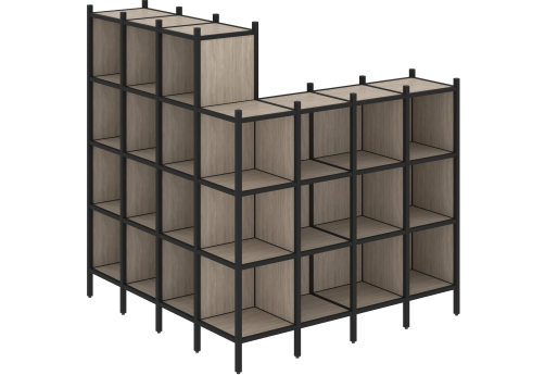 Стеллаж угловой внешний вариант 60 Европа, цвет дуб аттик + черный