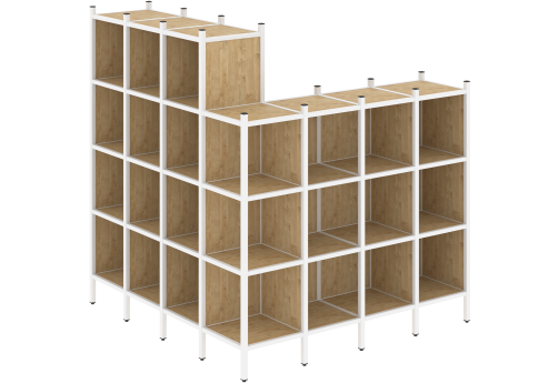 Стеллаж угловой внешний вариант 60 Европа, цвет тиквуд светлый + белый