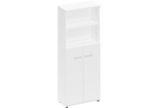 Шкаф высокий широкий (2 открытые полки) Авилла, цвет белый премиум