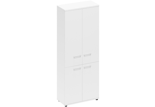 Шкаф высокий широкий закрытый 4-х дверный Авилла, цвет белый премиум