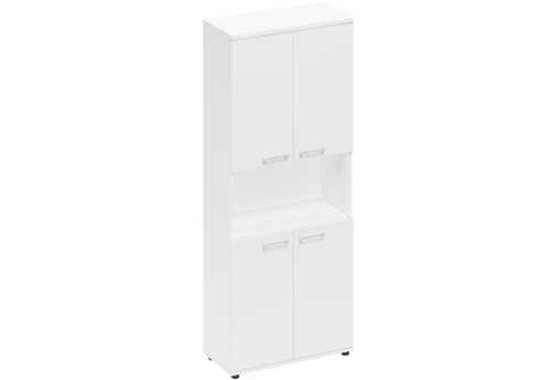 Шкаф высокий широкий с нишей Авилла, цвет белый премиум