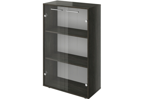 Шкаф низкий широкий со стеклом Атланта, цвет темное дерево