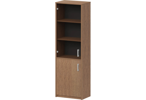 Шкаф комбинированный узкий с тонированным стеклом Аксима, цвет орех гварнери