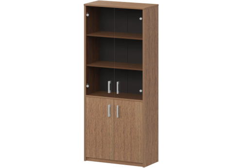 Шкаф комбинированный с тонированным стеклом Аксима, цвет орех гварнери