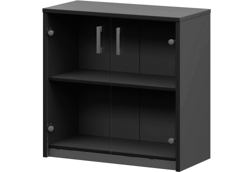 Стеллаж низкий с прозрачным стеклом Аксима, цвет антрацит