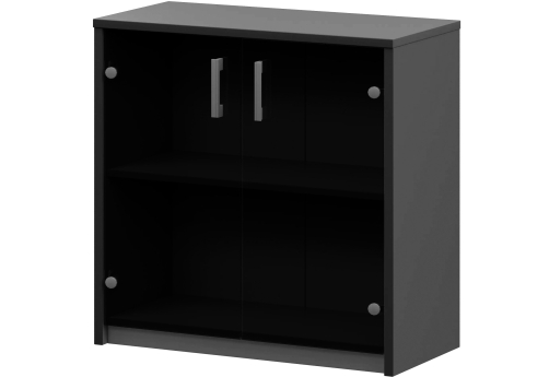 Стеллаж низкий с тонированным стеклом Аксима, цвет антрацит