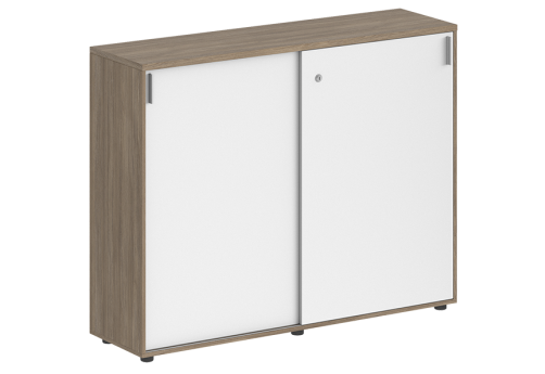 Шкаф-купе средний с замком Индиго Вуд, цвет дуб темный + белый