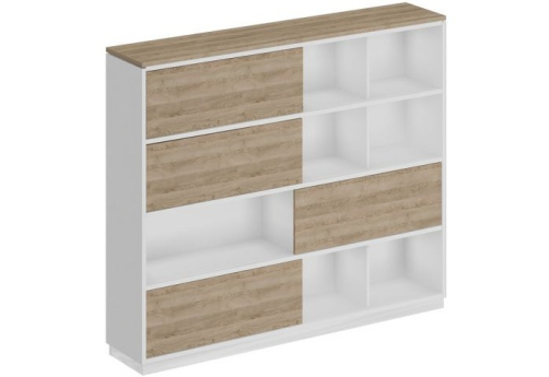 Шкаф-купе Римини, цвет дуб светлый + белый + дуб светлый