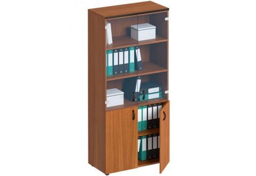 Шкаф для документов со стеклом Линси, цвет орех