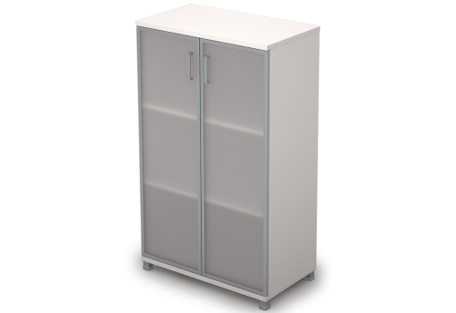 Шкаф средний широкий со стеклом в раме, цвет белый