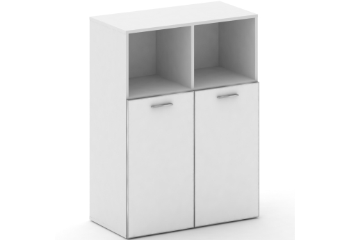 Шкаф широкий средний со стеклом (1 открытая полка) Милтон, цвет белый бриллиант