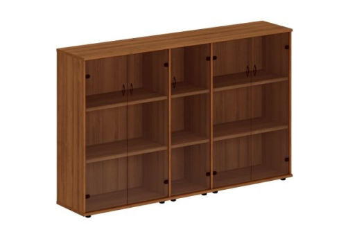 Шкаф комбинированный средний (со стеклом + со стеклом узкий + со стеклом) Мансберг, цвет орех