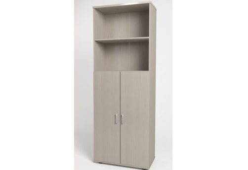 Шкаф высокий широкий (2 открытые полки), цвет дуб молочный