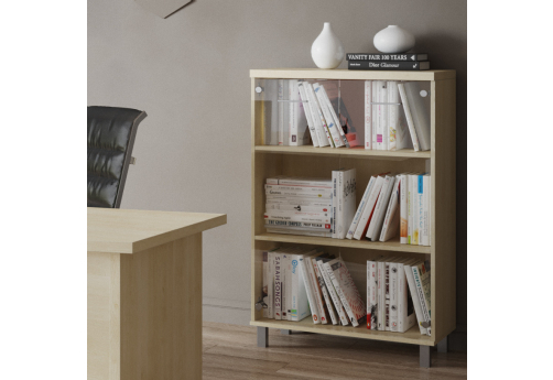 Шкаф широкий средний со стеклом Грация, цвет клен