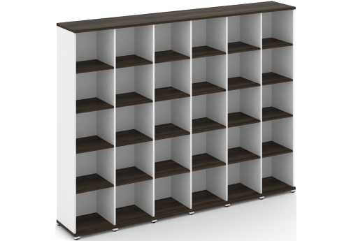 Стеллаж шесть узких секций 5 ниш Динен, цвет дуб мали-белый