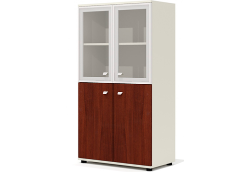 Шкаф средний широкий (2 полки под стеклом) Джерси, цвет орех